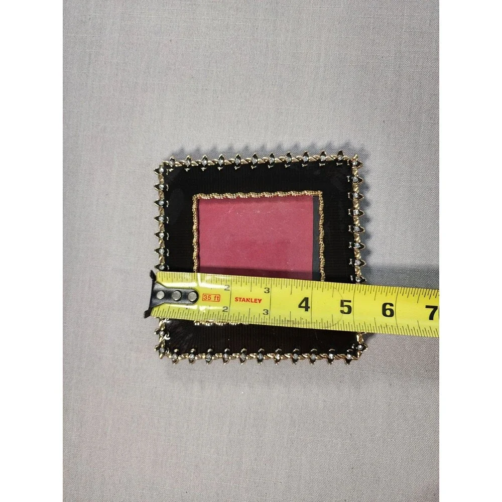 Vintage Black & Gold Jeweled Square Picture Frame – Ornate Rhinestone Accent...